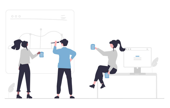 Graphic. A group of people working on a project.