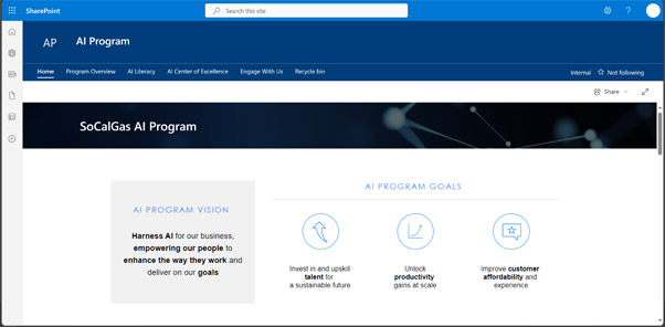 Screenshot. The AI Program webpage.