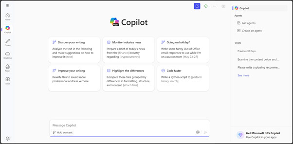 Screenshot. The Microsoft Copilot webpage.